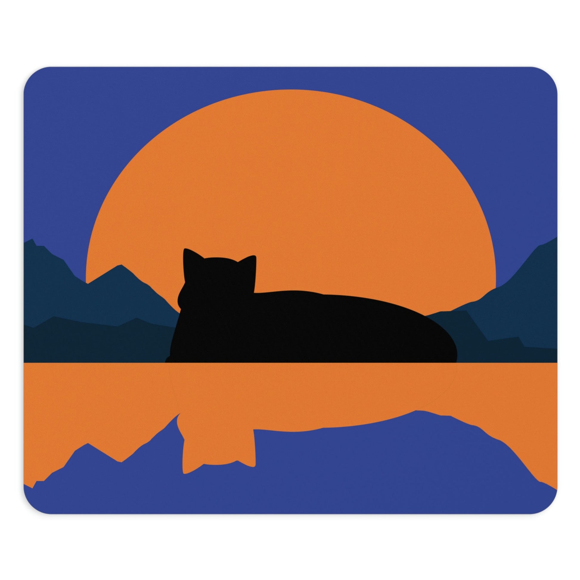Sunset Black Cat Aesthetic Relaxed Aesthetic Minimalist Art Ergonomic Non-slip Creative Design Mouse Pad Ichaku [Perfect Gifts Selection]
