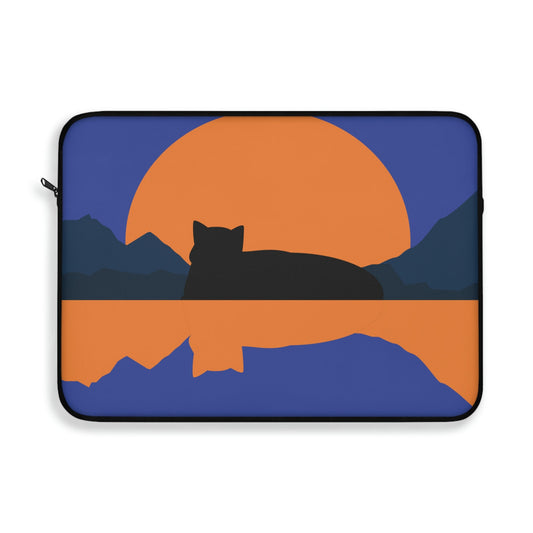 Sunset Black Cat Aesthetic Relaxed Aesthetic Minimalist Art Laptop Sleeve Ichaku [Perfect Gifts Selection]