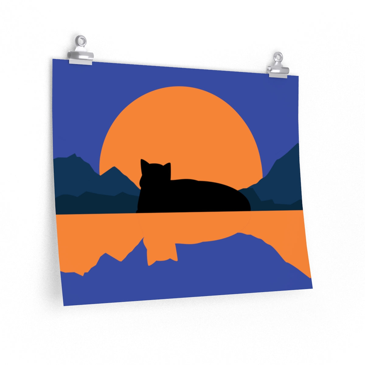 Sunset Black Cat Aesthetic Relaxed Aesthetic Minimalist Art Premium Matte Horizontal Posters Ichaku [Perfect Gifts Selection]