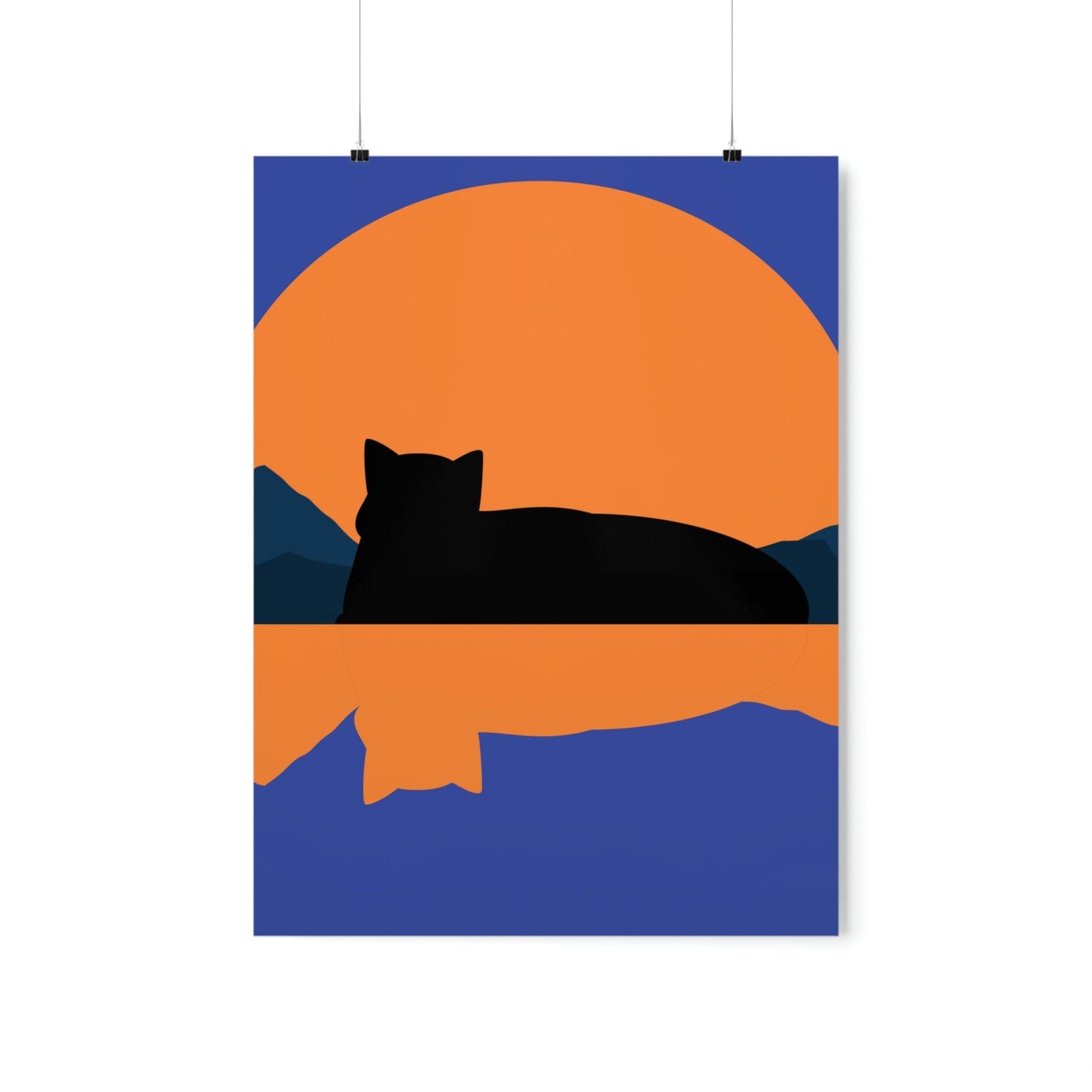 Sunset Black Cat Aesthetic Relaxed Aesthetic Minimalist Art Premium Matte Vertical Posters Ichaku [Perfect Gifts Selection]