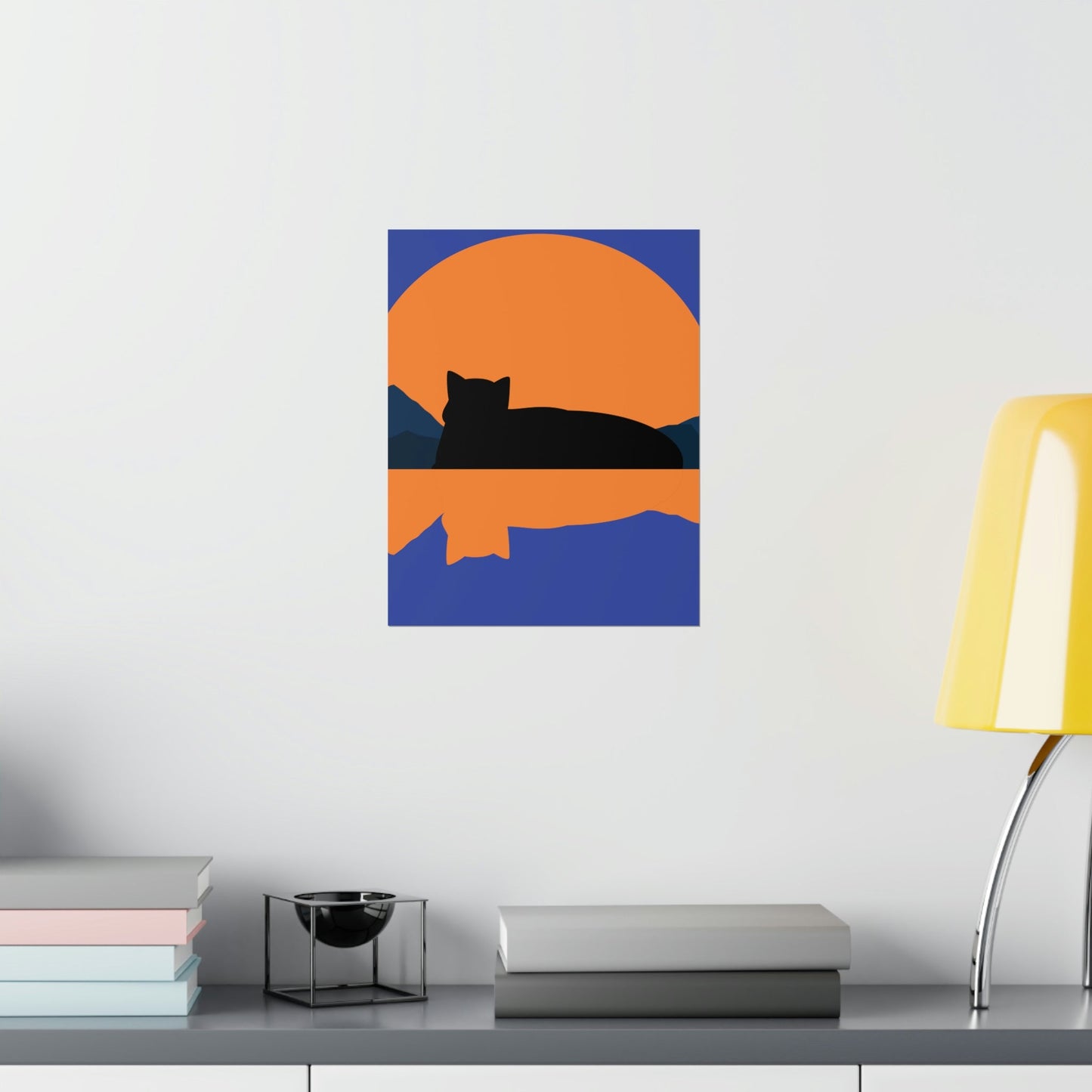 Sunset Black Cat Aesthetic Relaxed Aesthetic Minimalist Art Premium Matte Vertical Posters Ichaku [Perfect Gifts Selection]