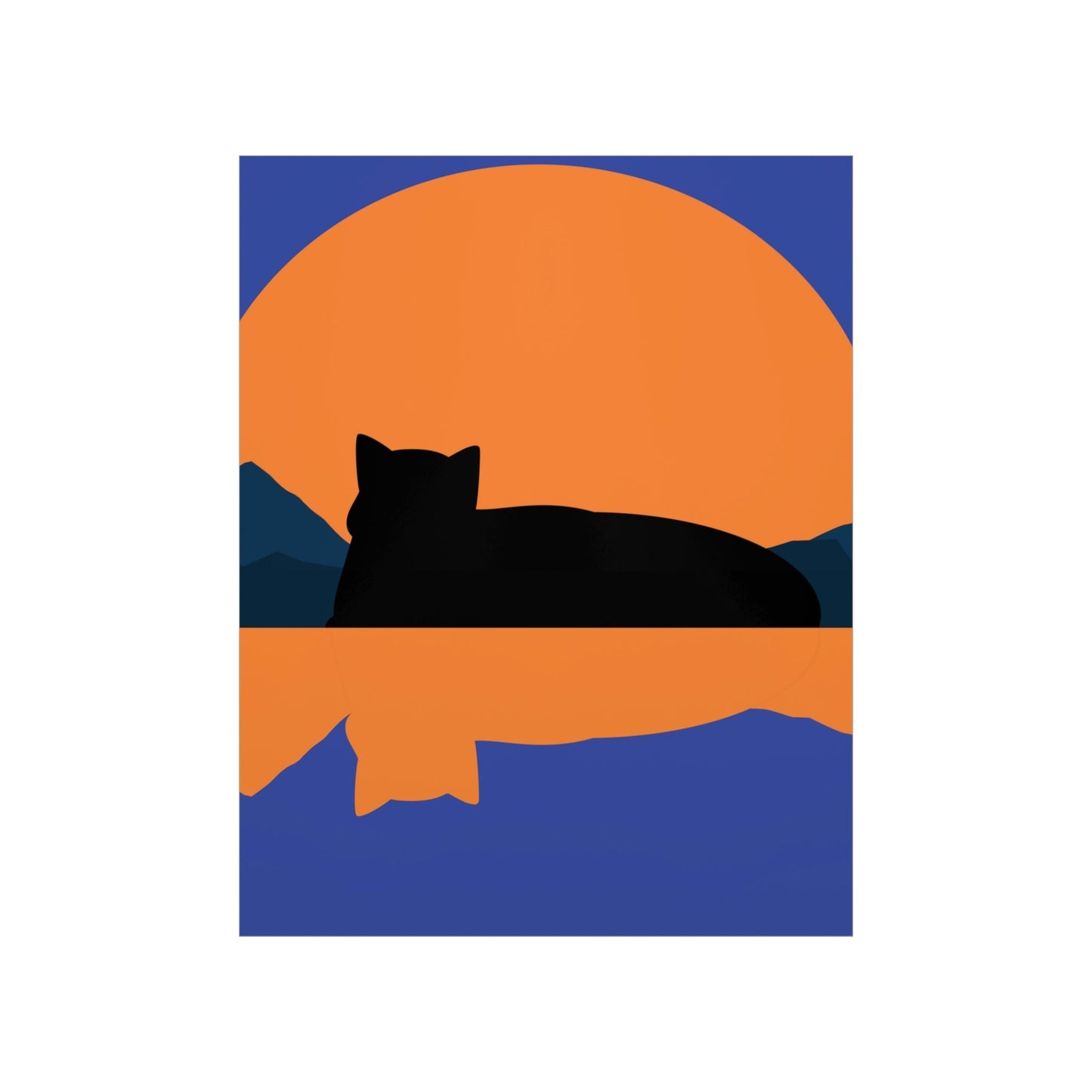 Sunset Black Cat Aesthetic Relaxed Aesthetic Minimalist Art Premium Matte Vertical Posters Ichaku [Perfect Gifts Selection]