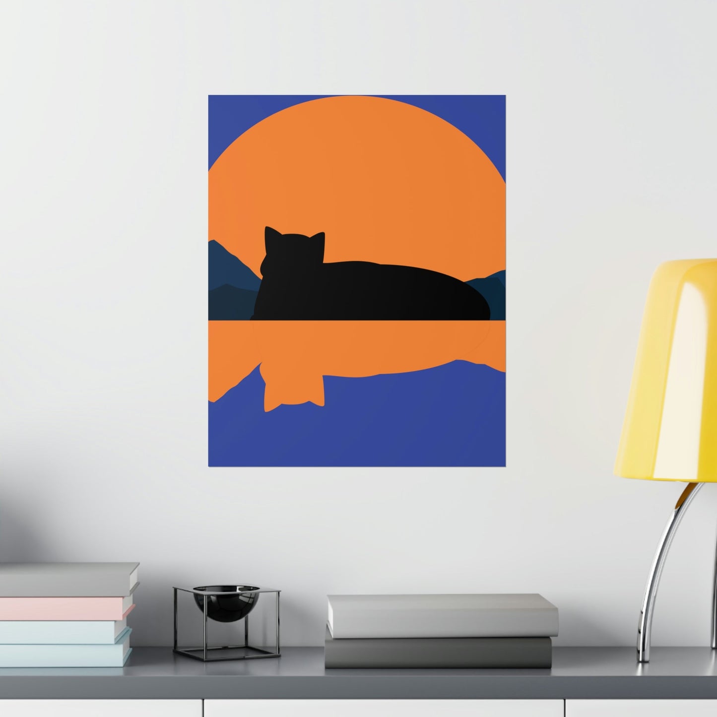 Sunset Black Cat Aesthetic Relaxed Aesthetic Minimalist Art Premium Matte Vertical Posters Ichaku [Perfect Gifts Selection]
