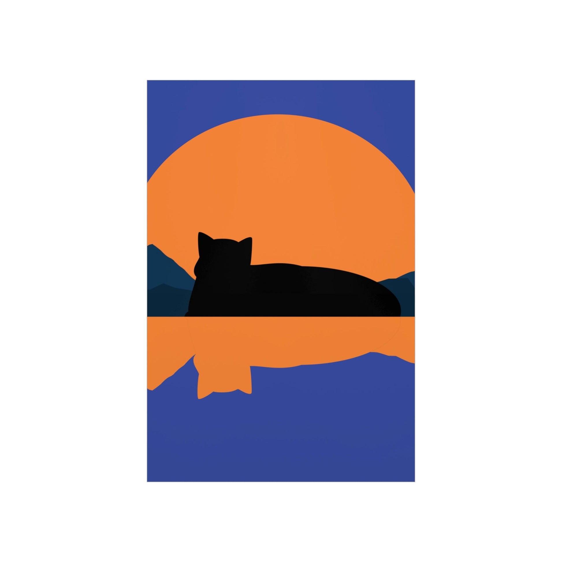 Sunset Black Cat Aesthetic Relaxed Aesthetic Minimalist Art Premium Matte Vertical Posters Ichaku [Perfect Gifts Selection]