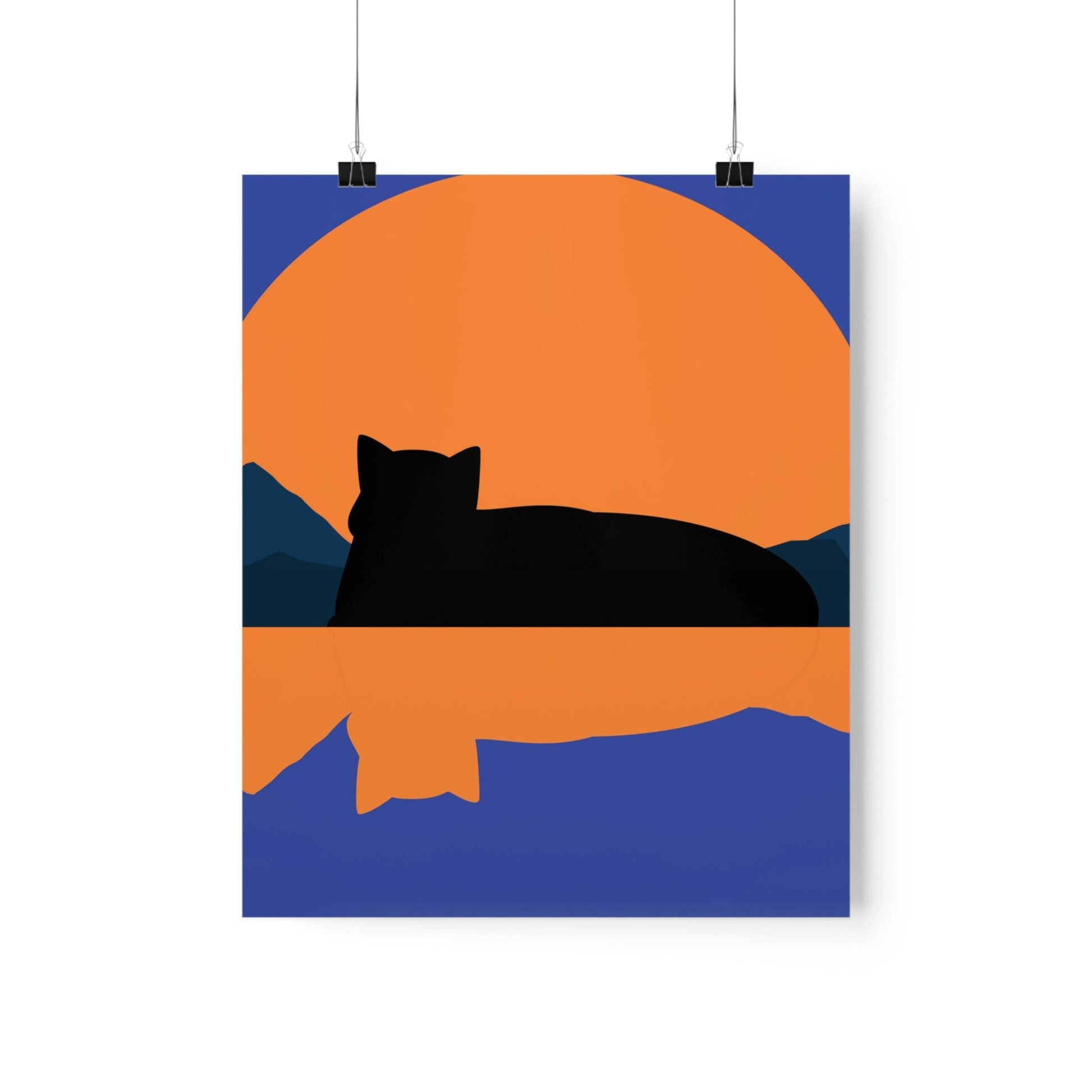 Sunset Black Cat Aesthetic Relaxed Aesthetic Minimalist Art Premium Matte Vertical Posters Ichaku [Perfect Gifts Selection]