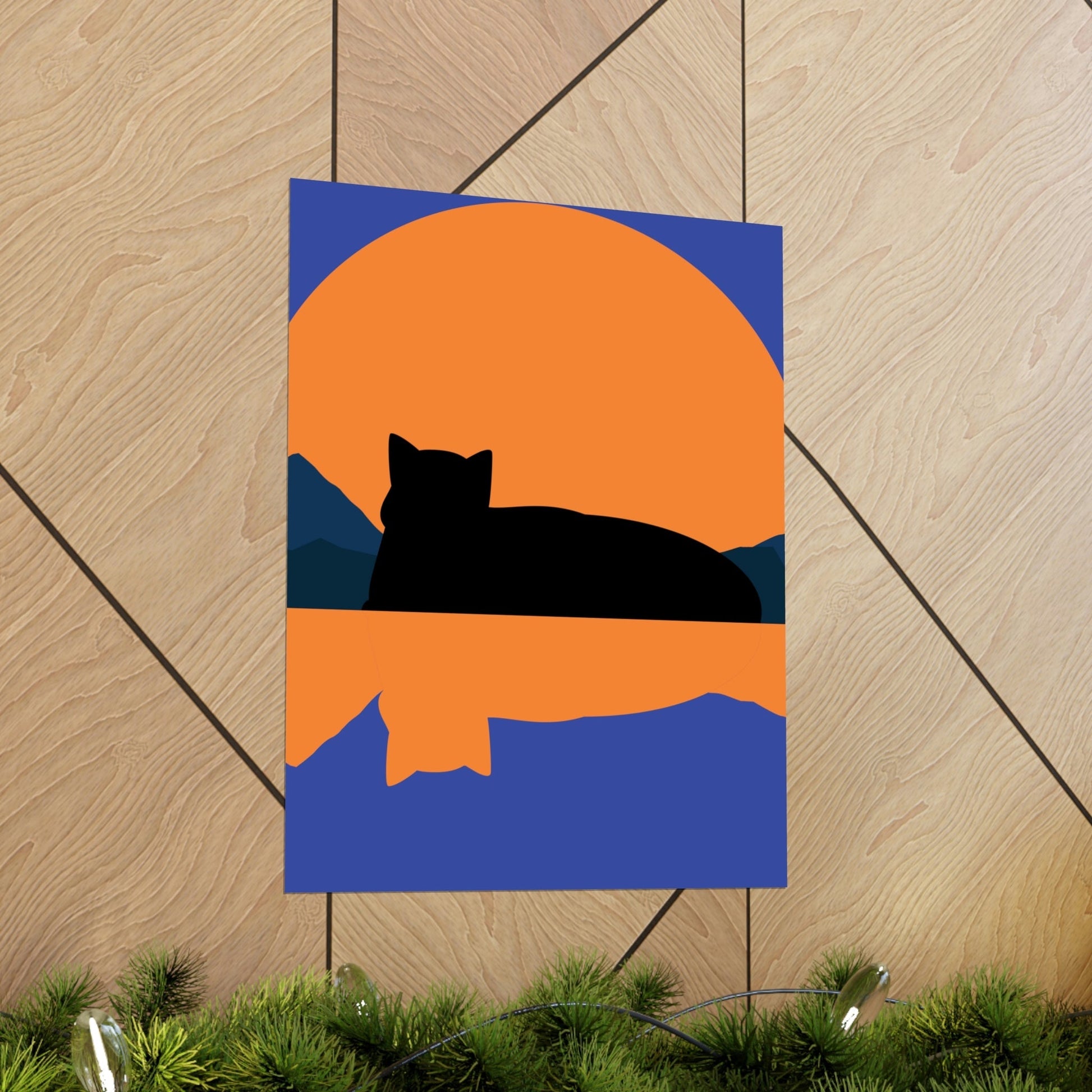 Sunset Black Cat Aesthetic Relaxed Aesthetic Minimalist Art Premium Matte Vertical Posters Ichaku [Perfect Gifts Selection]