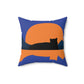 Sunset Black Cat Aesthetic Relaxed Aesthetic Minimalist Art Spun Polyester Square Pillow Ichaku [Perfect Gifts Selection]