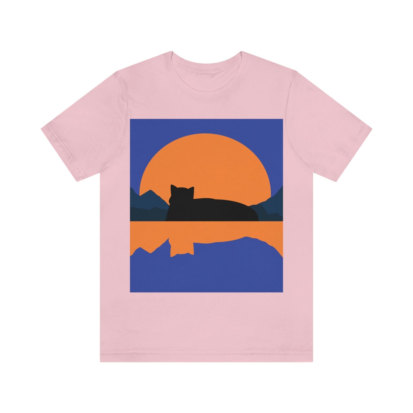 Sunset Black Cat Aesthetic Relaxed Aesthetic Minimalist Art Unisex Jersey Short Sleeve T-Shirt Ichaku [Perfect Gifts Selection]