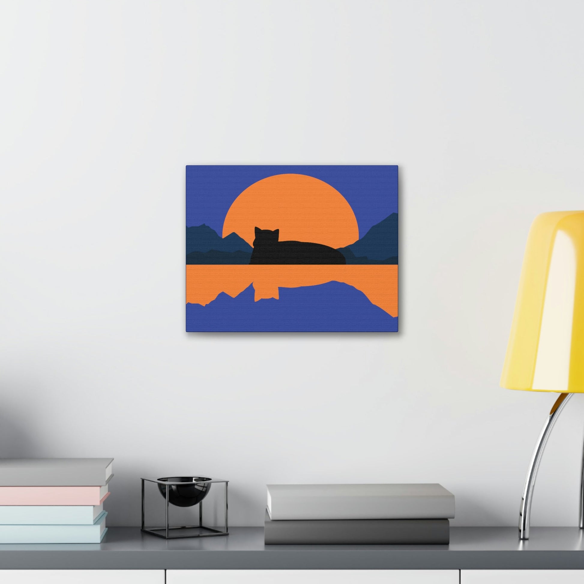 Sunset Black Cat Aesthetic Relaxed Aesthetic Minimalist Classic Art Canvas Gallery Wraps Ichaku [Perfect Gifts Selection]