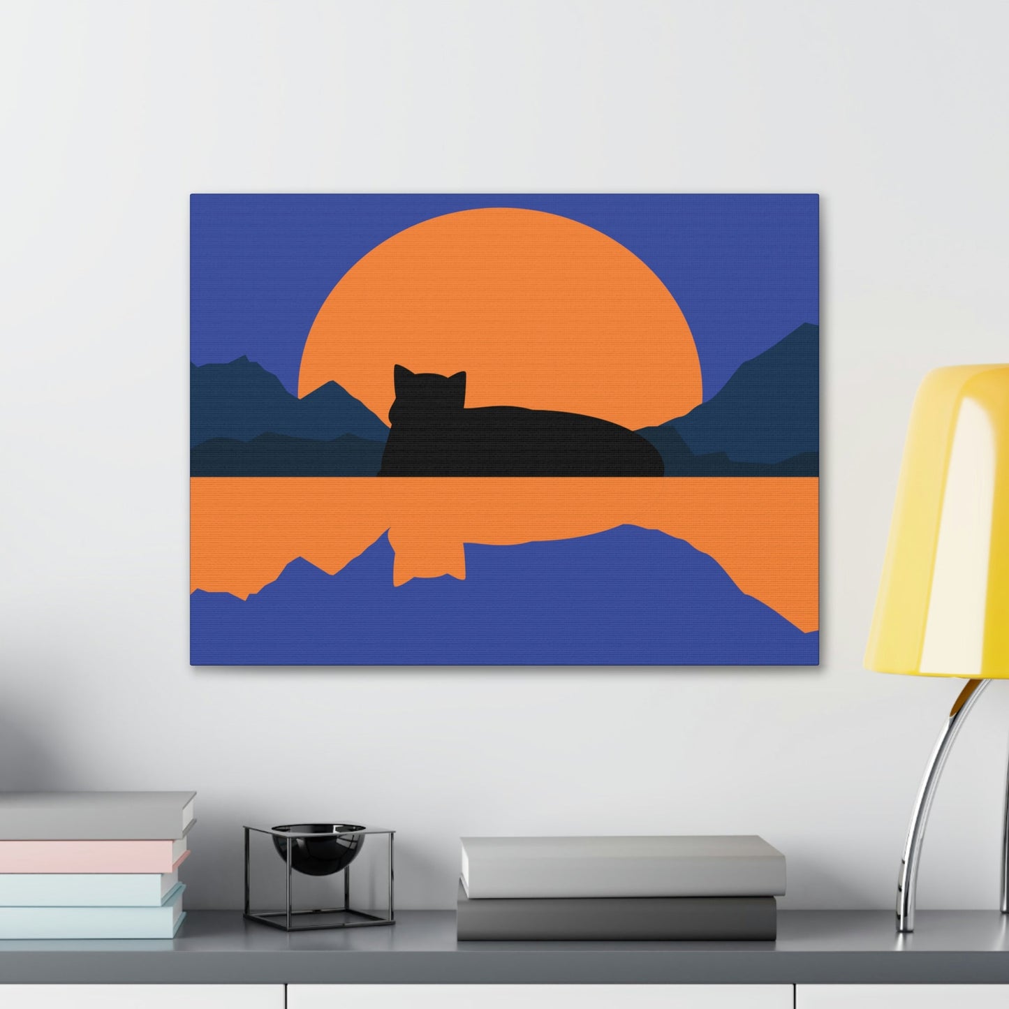 Sunset Black Cat Aesthetic Relaxed Aesthetic Minimalist Classic Art Canvas Gallery Wraps Ichaku [Perfect Gifts Selection]