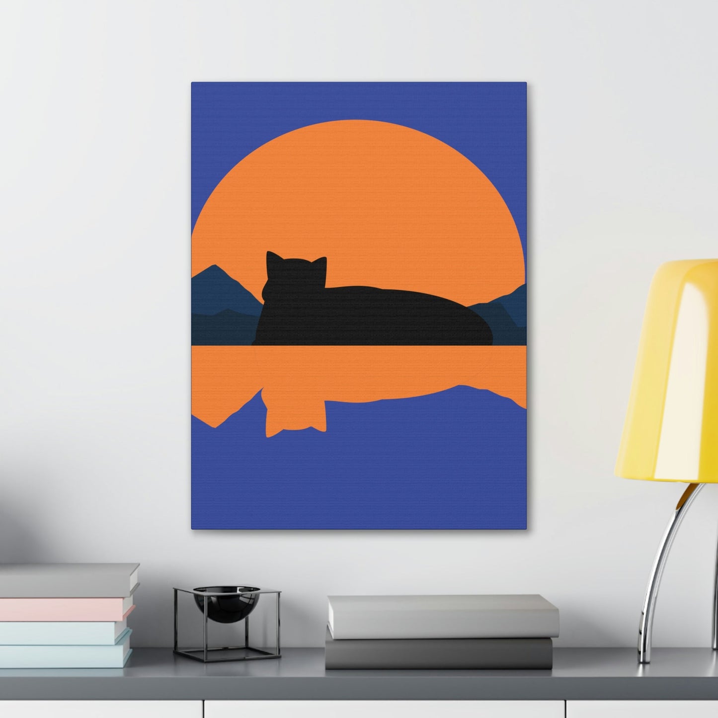 Sunset Black Cat Aesthetic Relaxed Aesthetic Minimalist Classic Art Canvas Gallery Wraps Ichaku [Perfect Gifts Selection]