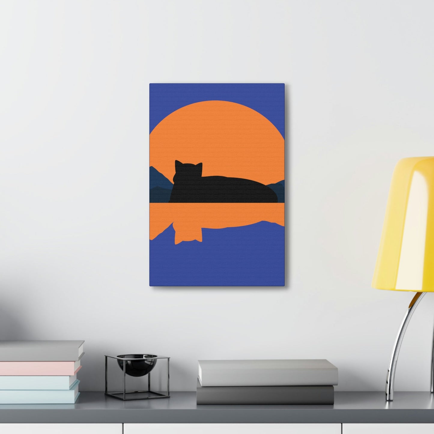 Sunset Black Cat Aesthetic Relaxed Aesthetic Minimalist Classic Art Canvas Gallery Wraps Ichaku [Perfect Gifts Selection]