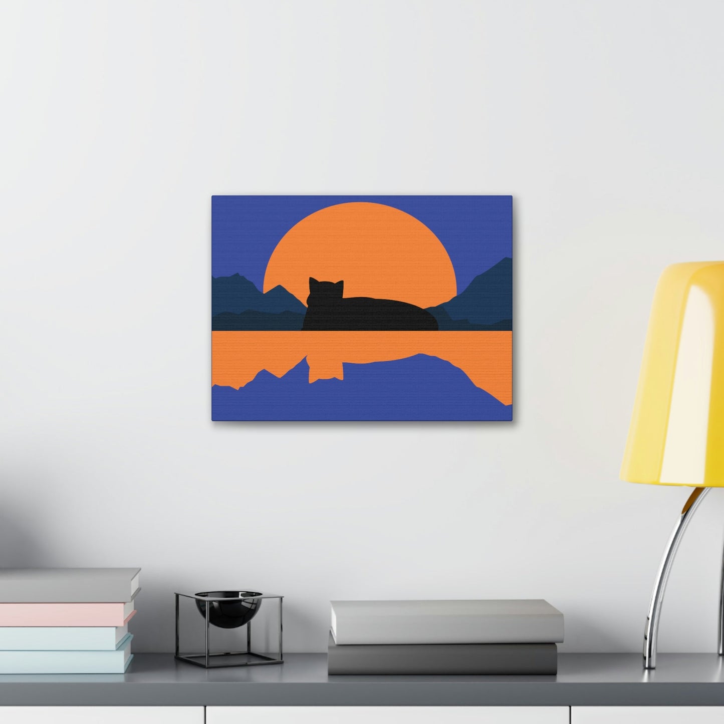 Sunset Black Cat Aesthetic Relaxed Aesthetic Minimalist Classic Art Canvas Gallery Wraps Ichaku [Perfect Gifts Selection]