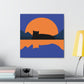 Sunset Black Cat Aesthetic Relaxed Aesthetic Minimalist Classic Art Canvas Gallery Wraps Ichaku [Perfect Gifts Selection]