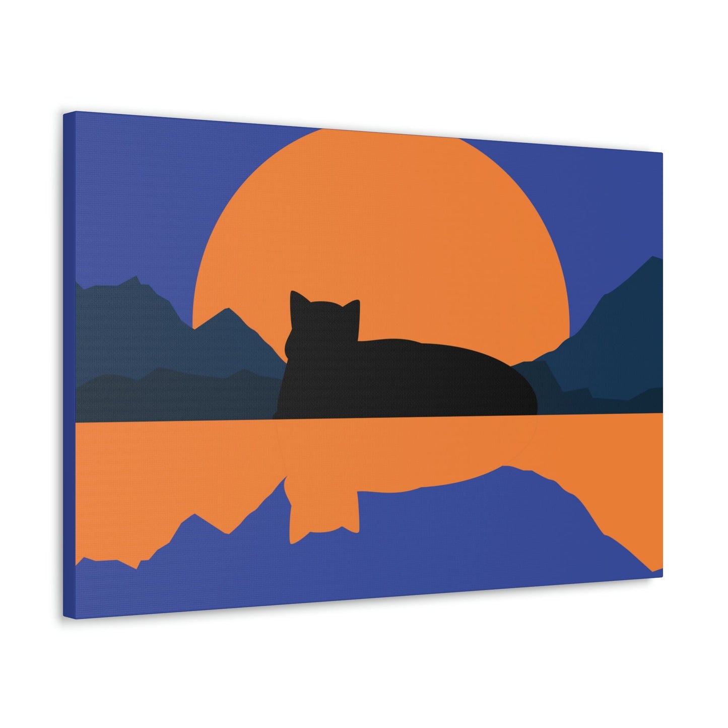 Sunset Black Cat Aesthetic Relaxed Aesthetic Minimalist Classic Art Canvas Gallery Wraps Ichaku [Perfect Gifts Selection]