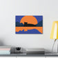 Sunset Black Cat Aesthetic Relaxed Aesthetic Minimalist Classic Art Canvas Gallery Wraps Ichaku [Perfect Gifts Selection]