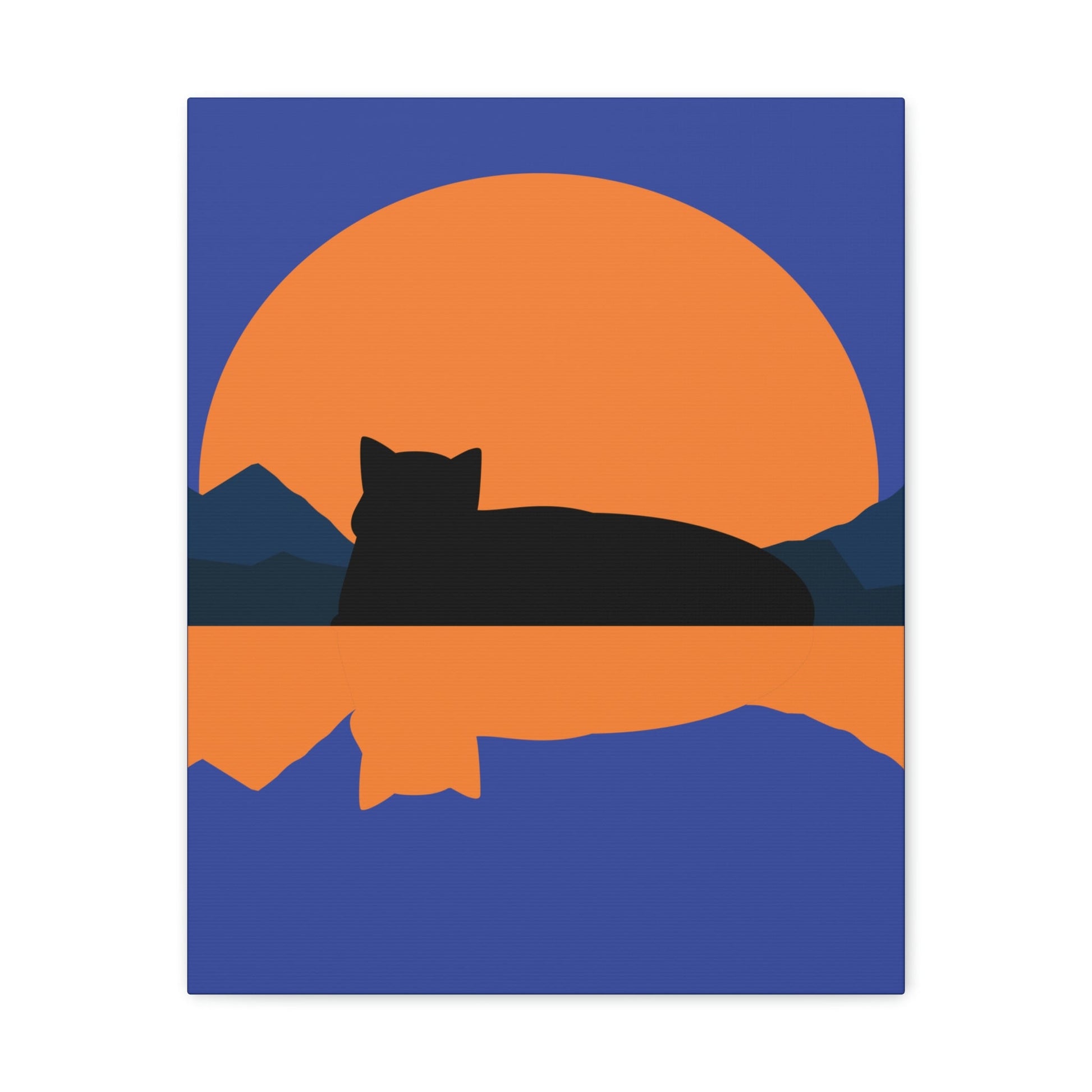 Sunset Black Cat Aesthetic Relaxed Aesthetic Minimalist Classic Art Canvas Gallery Wraps Ichaku [Perfect Gifts Selection]