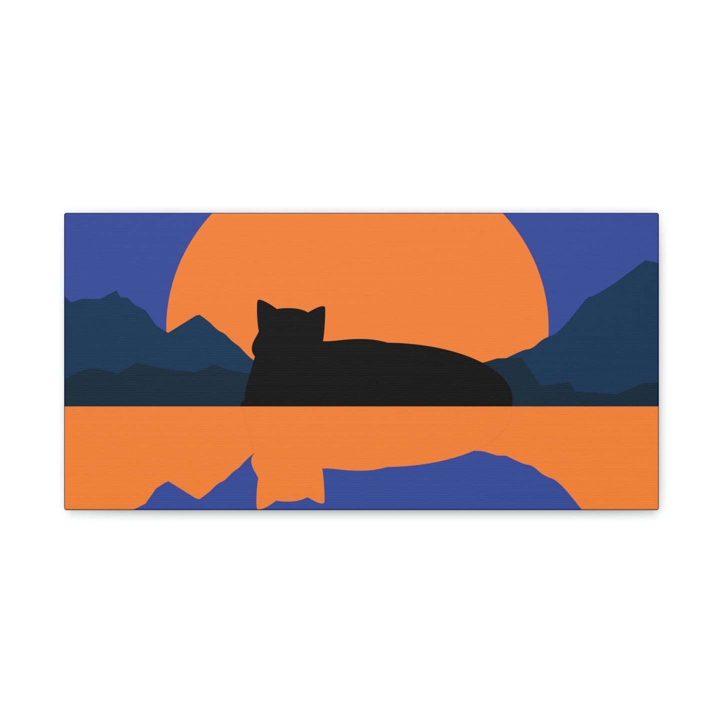 Sunset Black Cat Aesthetic Relaxed Aesthetic Minimalist Classic Art Canvas Gallery Wraps Ichaku [Perfect Gifts Selection]