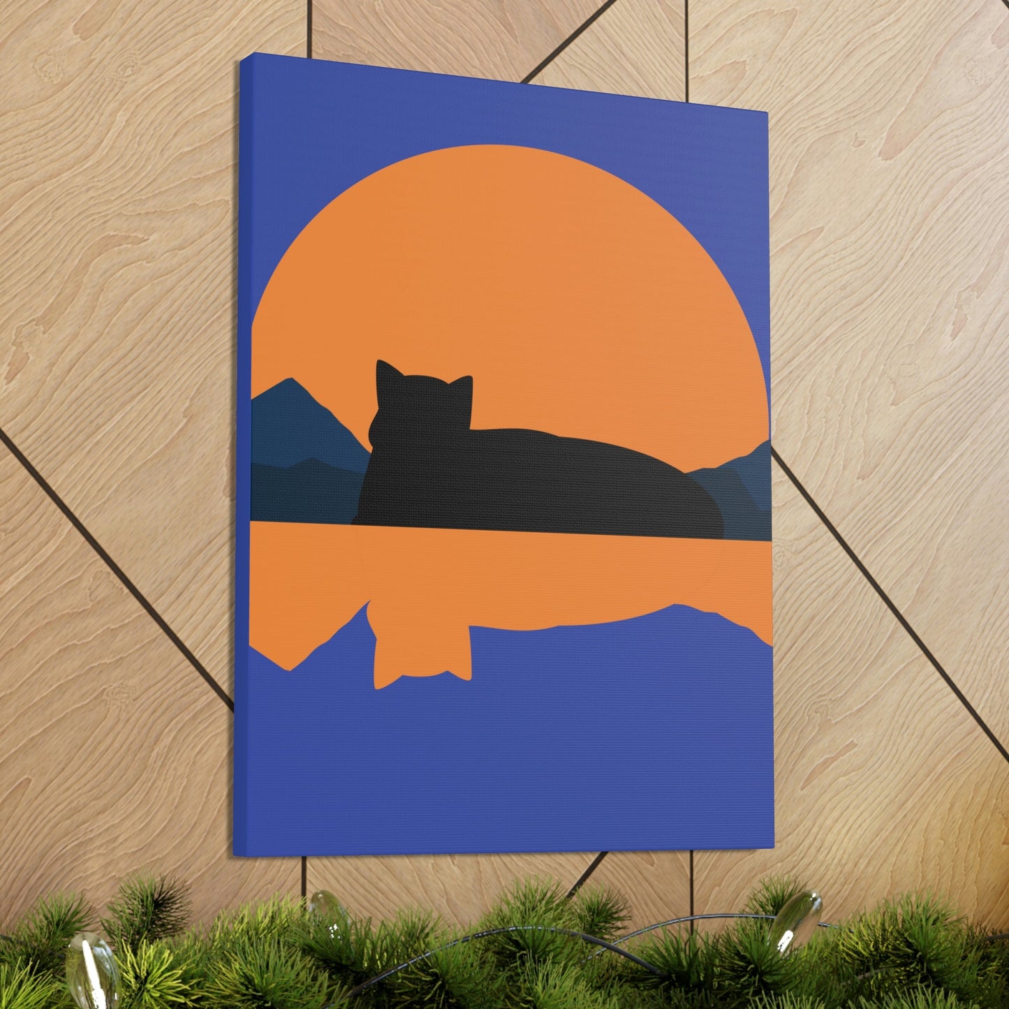 Sunset Black Cat Aesthetic Relaxed Aesthetic Minimalist Classic Art Canvas Gallery Wraps Ichaku [Perfect Gifts Selection]