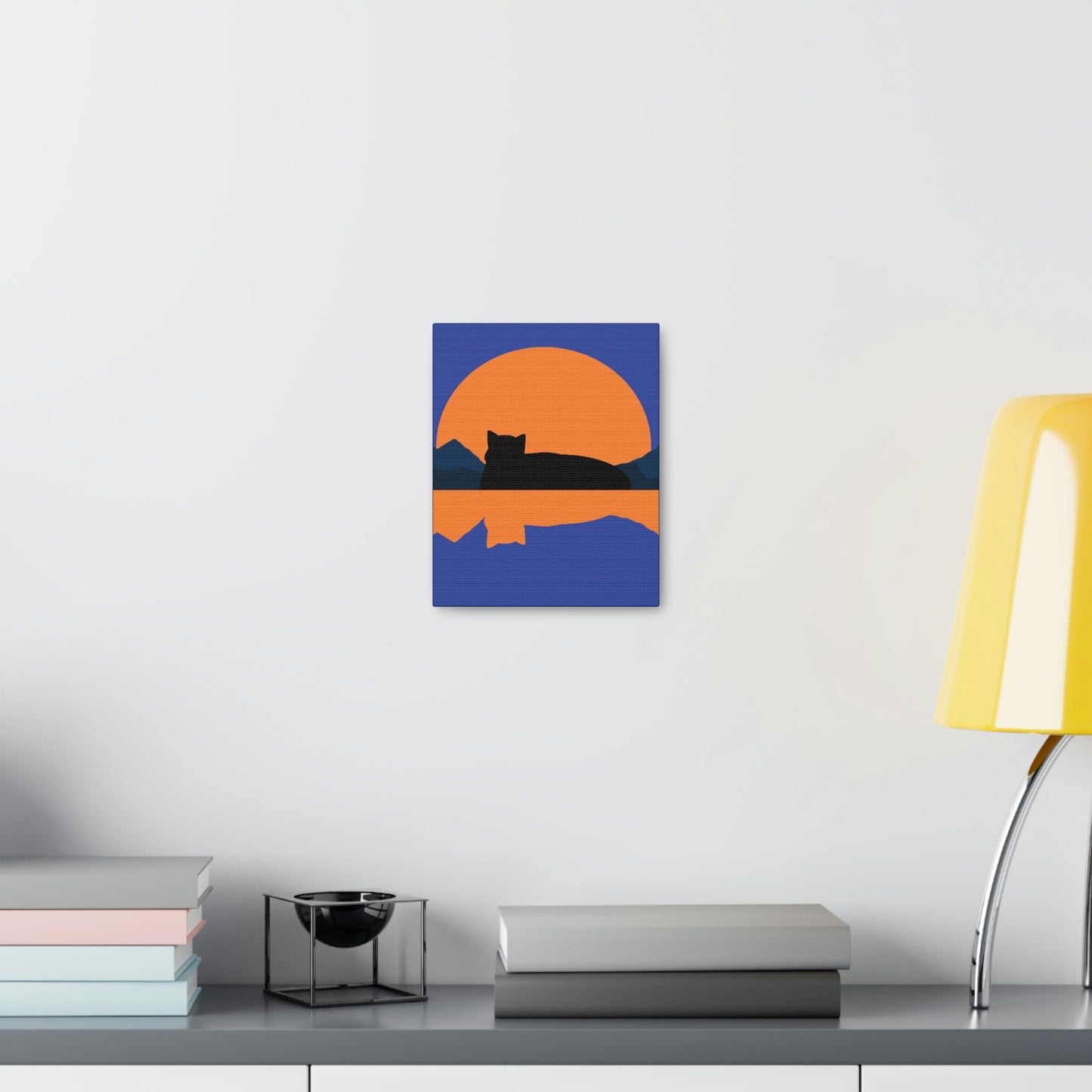 Sunset Black Cat Aesthetic Relaxed Aesthetic Minimalist Classic Art Canvas Gallery Wraps Ichaku [Perfect Gifts Selection]