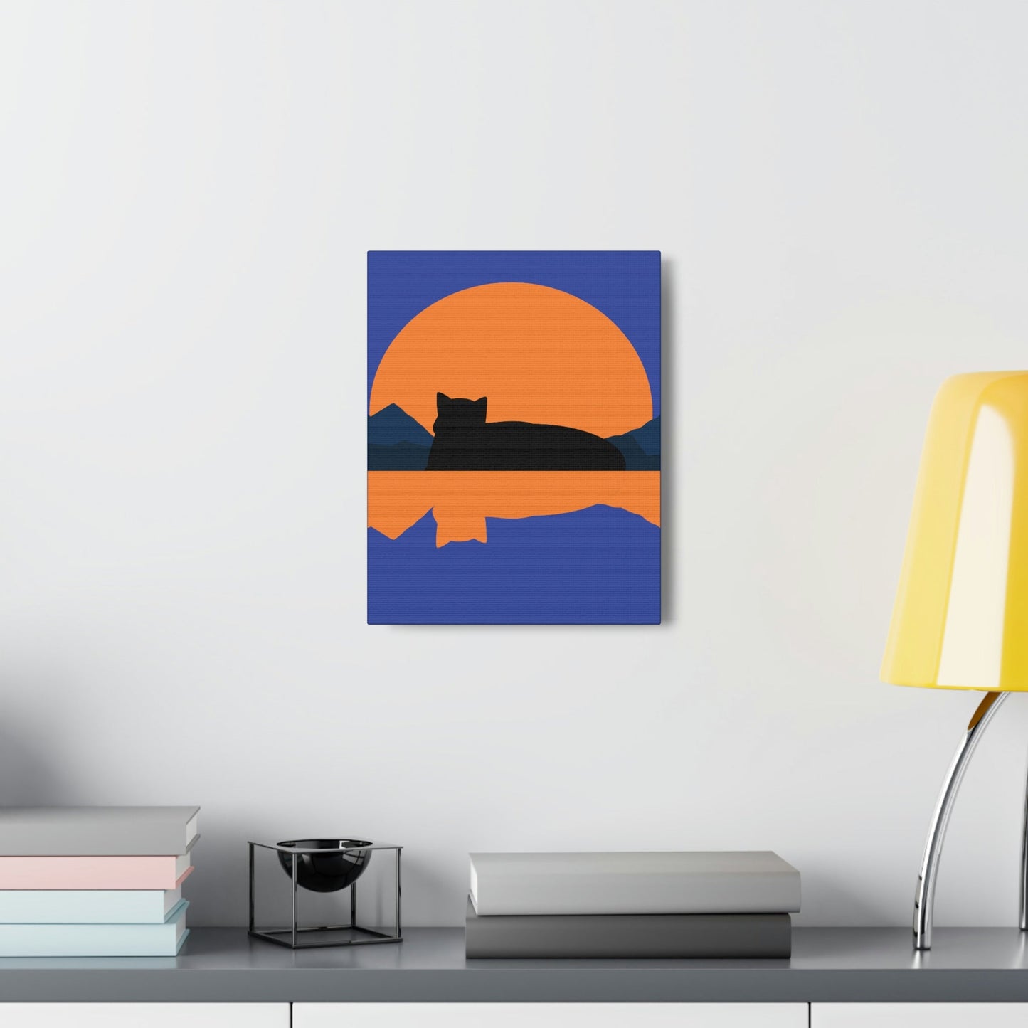 Sunset Black Cat Aesthetic Relaxed Aesthetic Minimalist Classic Art Canvas Gallery Wraps Ichaku [Perfect Gifts Selection]