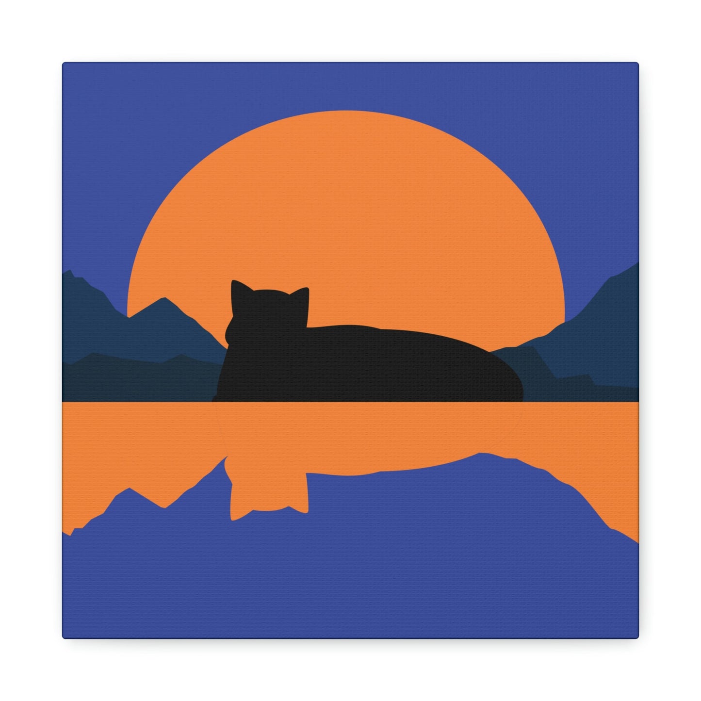 Sunset Black Cat Aesthetic Relaxed Aesthetic Minimalist Classic Art Canvas Gallery Wraps Ichaku [Perfect Gifts Selection]