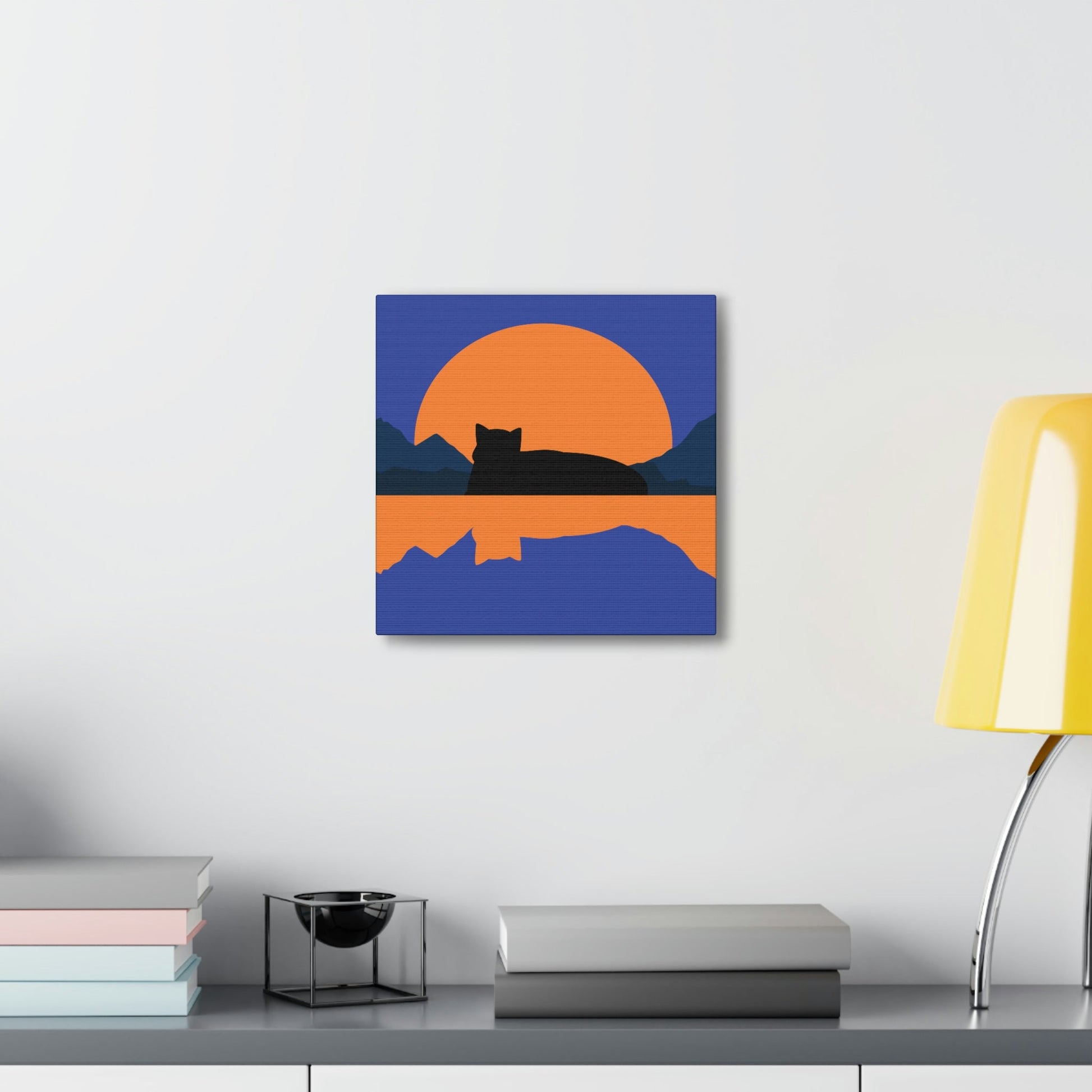 Sunset Black Cat Aesthetic Relaxed Aesthetic Minimalist Classic Art Canvas Gallery Wraps Ichaku [Perfect Gifts Selection]