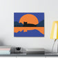 Sunset Black Cat Aesthetic Relaxed Aesthetic Minimalist Classic Art Canvas Gallery Wraps Ichaku [Perfect Gifts Selection]