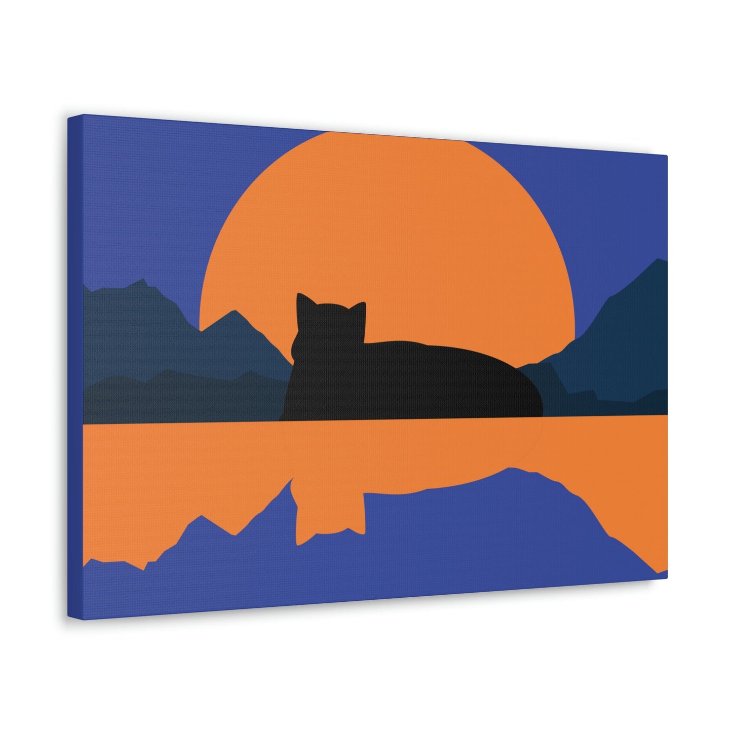 Sunset Black Cat Aesthetic Relaxed Aesthetic Minimalist Classic Art Canvas Gallery Wraps Ichaku [Perfect Gifts Selection]