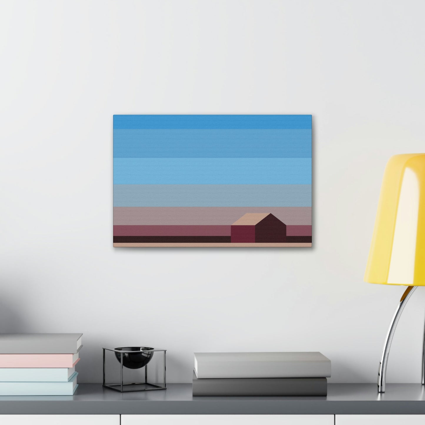 Sunset House Minimalist Abstract Art Landscape Minimal Design Aesthetic Classic Art Canvas Gallery Wraps Ichaku [Perfect Gifts Selection]