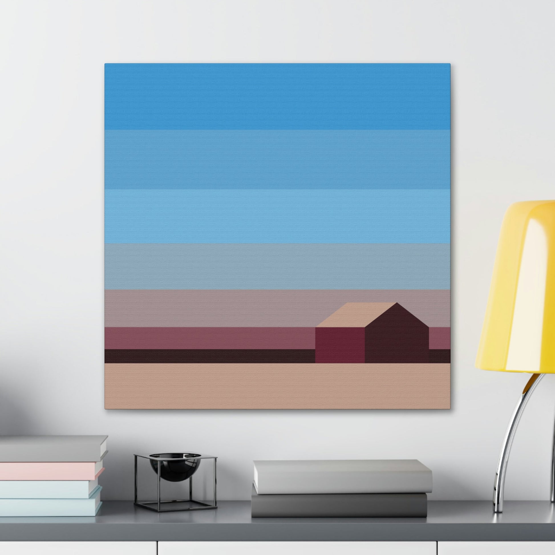 Sunset House Minimalist Abstract Art Landscape Minimal Design Aesthetic Classic Art Canvas Gallery Wraps Ichaku [Perfect Gifts Selection]