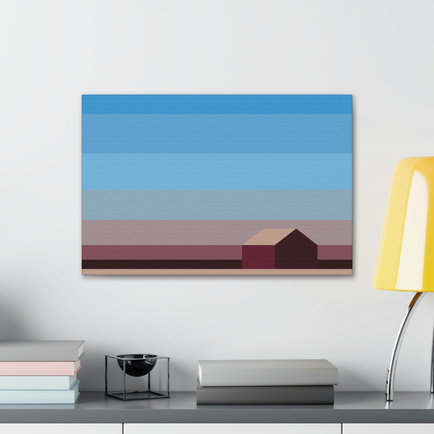 Sunset House Minimalist Abstract Art Landscape Minimal Design Aesthetic Classic Art Canvas Gallery Wraps Ichaku [Perfect Gifts Selection]