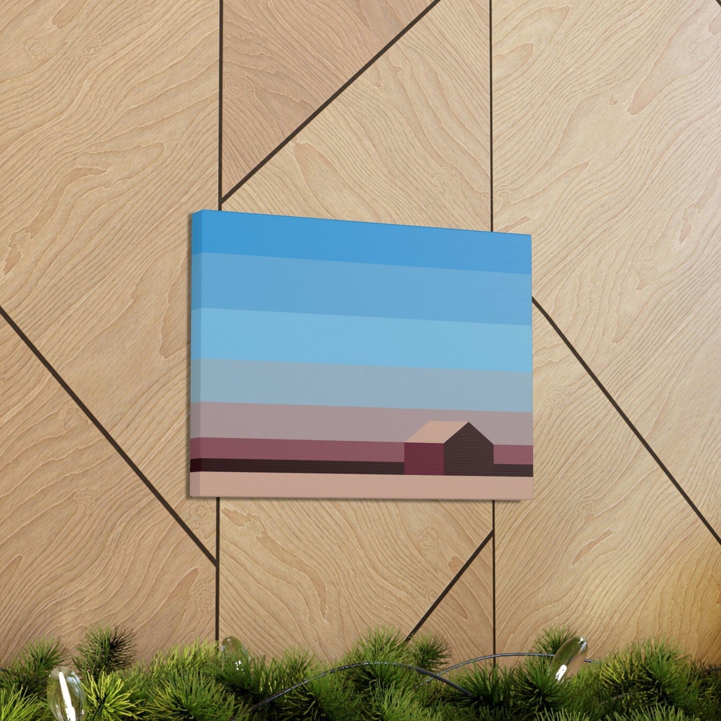 Sunset House Minimalist Abstract Art Landscape Minimal Design Aesthetic Classic Art Canvas Gallery Wraps Ichaku [Perfect Gifts Selection]