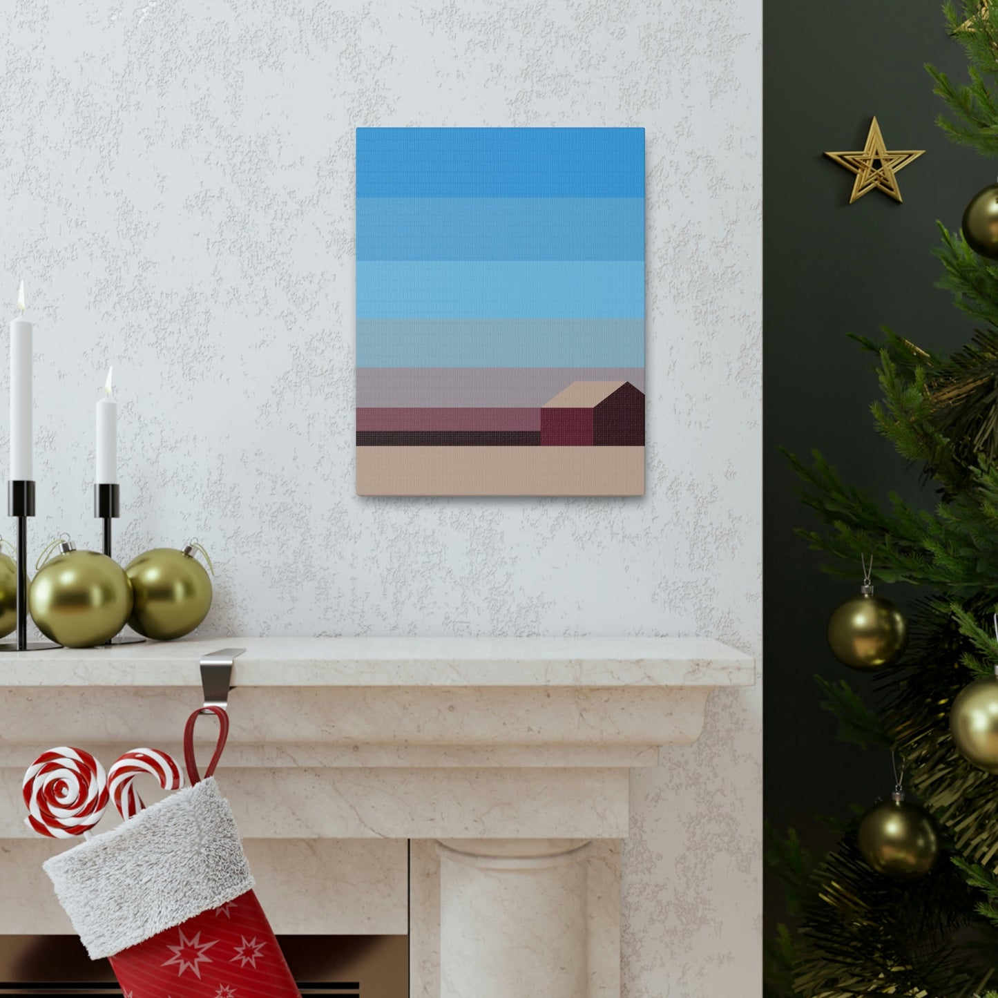 Sunset House Minimalist Abstract Art Landscape Minimal Design Aesthetic Classic Art Canvas Gallery Wraps Ichaku [Perfect Gifts Selection]