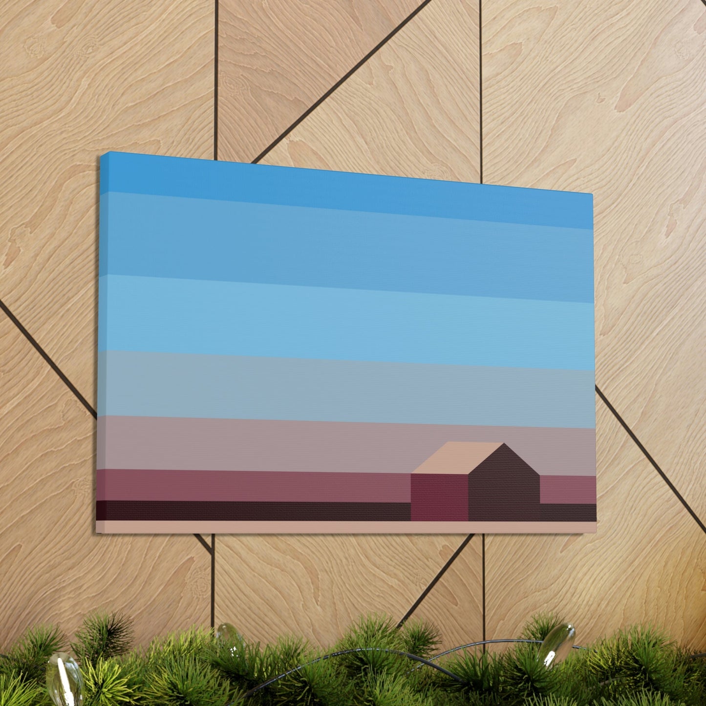 Sunset House Minimalist Abstract Art Landscape Minimal Design Aesthetic Classic Art Canvas Gallery Wraps Ichaku [Perfect Gifts Selection]