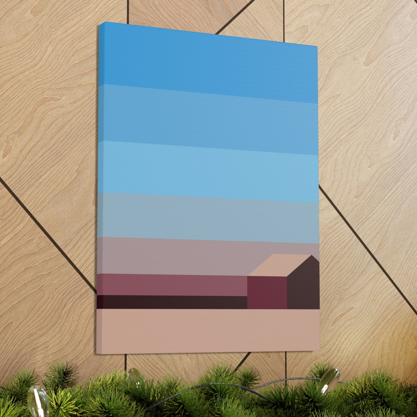 Sunset House Minimalist Abstract Art Landscape Minimal Design Aesthetic Classic Art Canvas Gallery Wraps Ichaku [Perfect Gifts Selection]