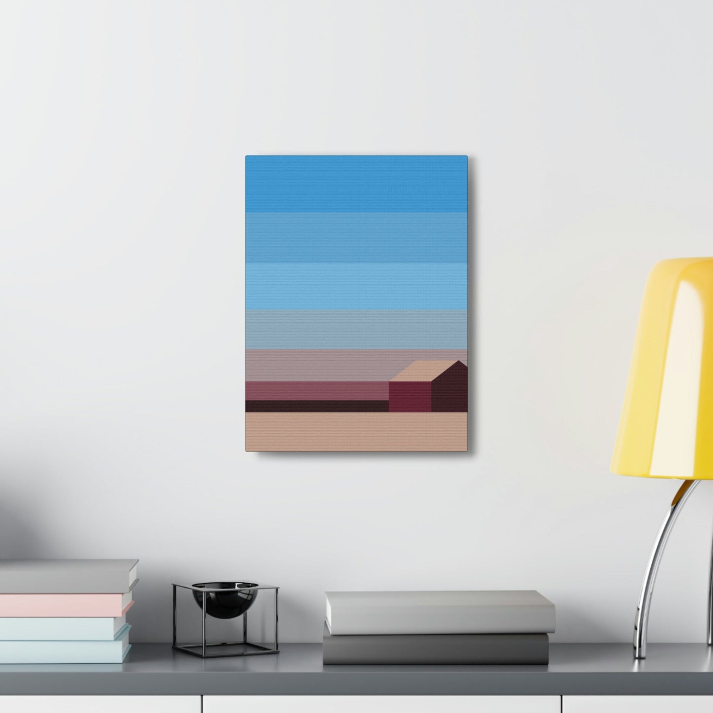 Sunset House Minimalist Abstract Art Landscape Minimal Design Aesthetic Classic Art Canvas Gallery Wraps Ichaku [Perfect Gifts Selection]