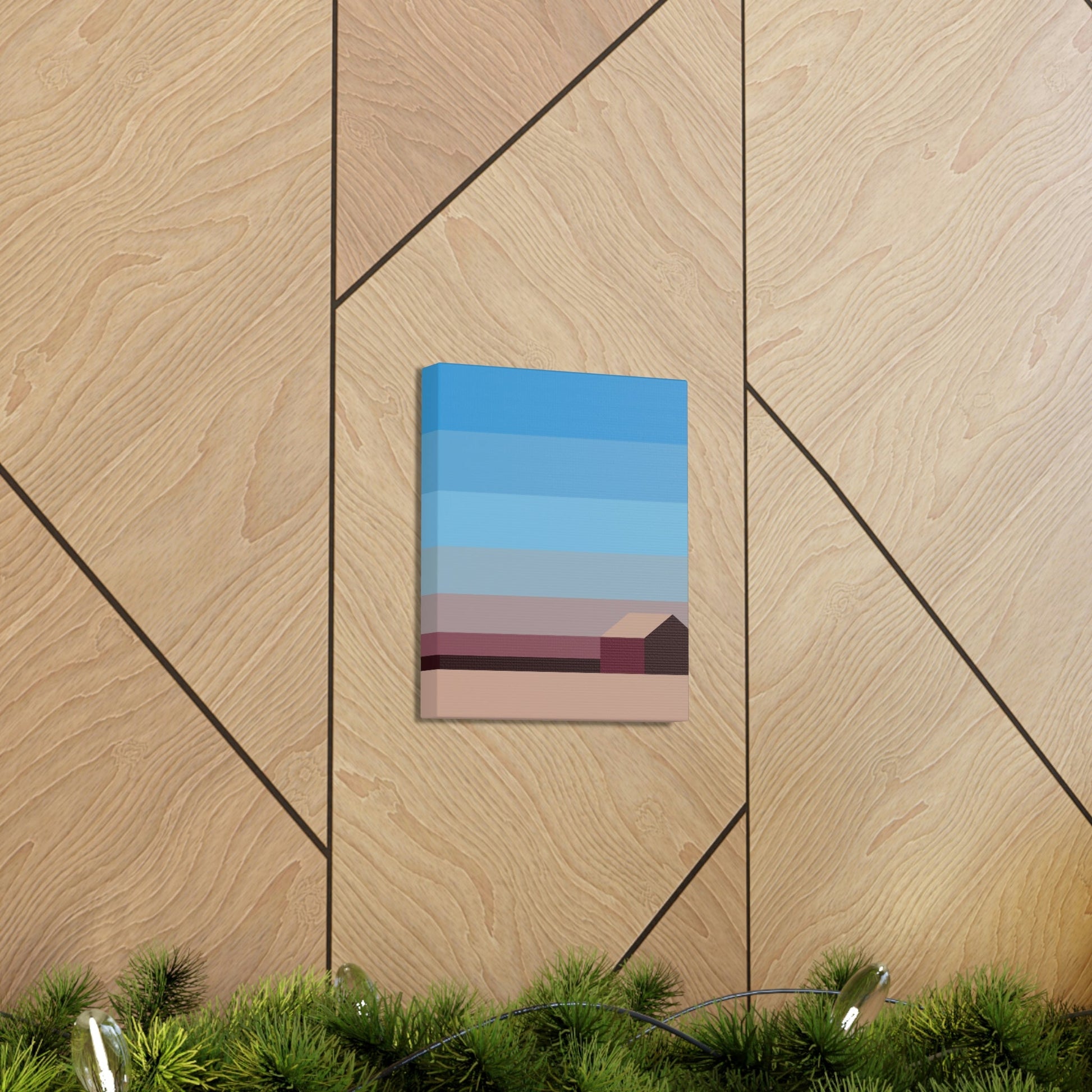 Sunset House Minimalist Abstract Art Landscape Minimal Design Aesthetic Classic Art Canvas Gallery Wraps Ichaku [Perfect Gifts Selection]