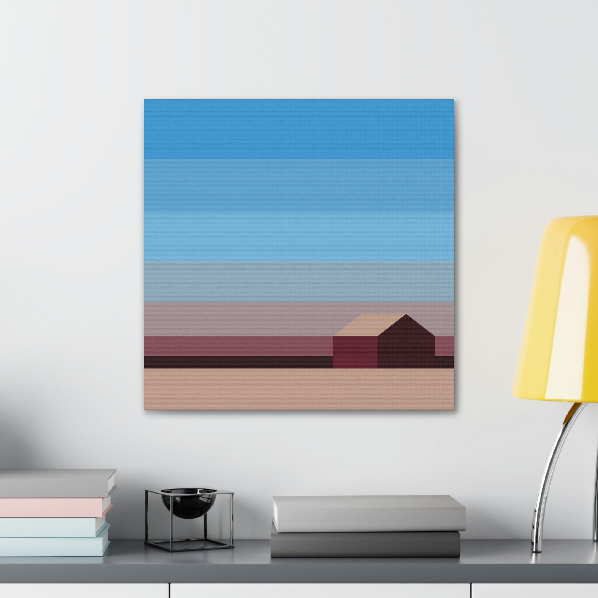 Sunset House Minimalist Abstract Art Landscape Minimal Design Aesthetic Classic Art Canvas Gallery Wraps Ichaku [Perfect Gifts Selection]