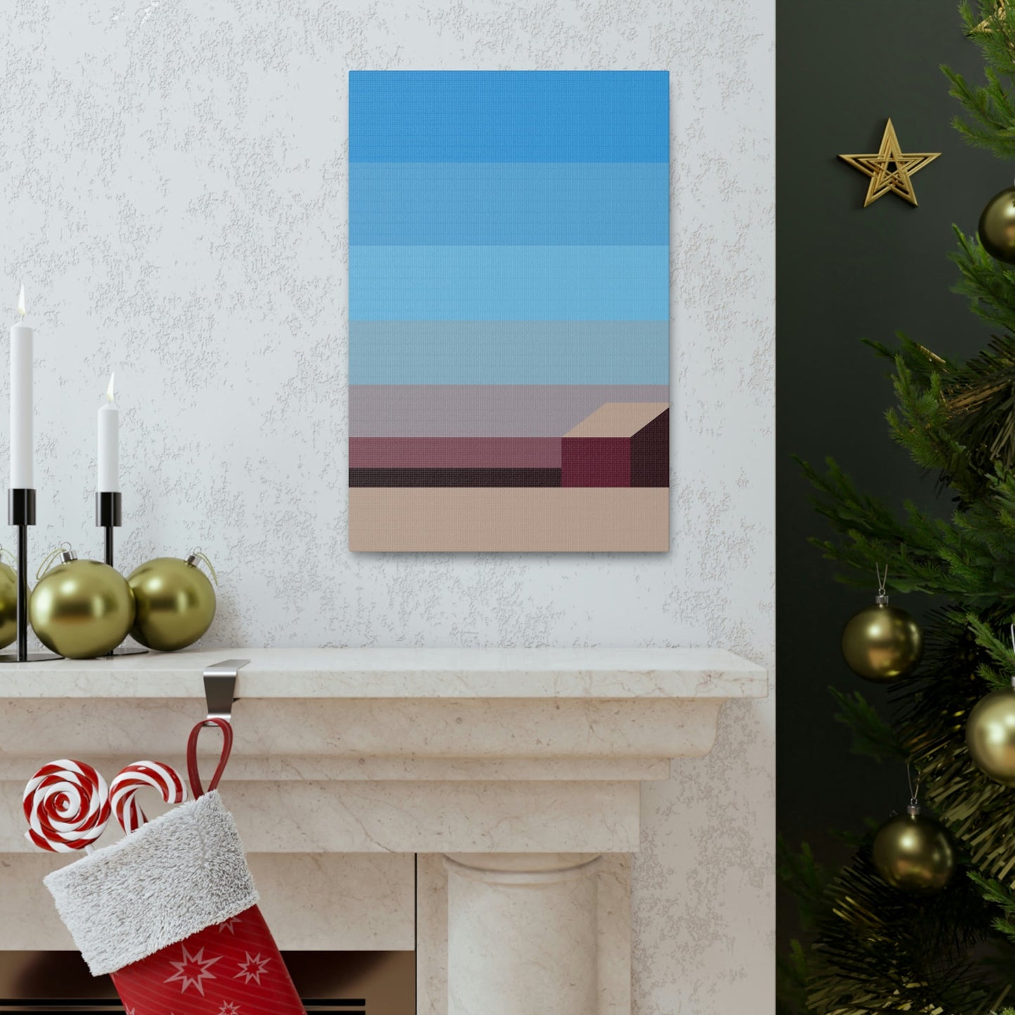 Sunset House Minimalist Abstract Art Landscape Minimal Design Aesthetic Classic Art Canvas Gallery Wraps Ichaku [Perfect Gifts Selection]