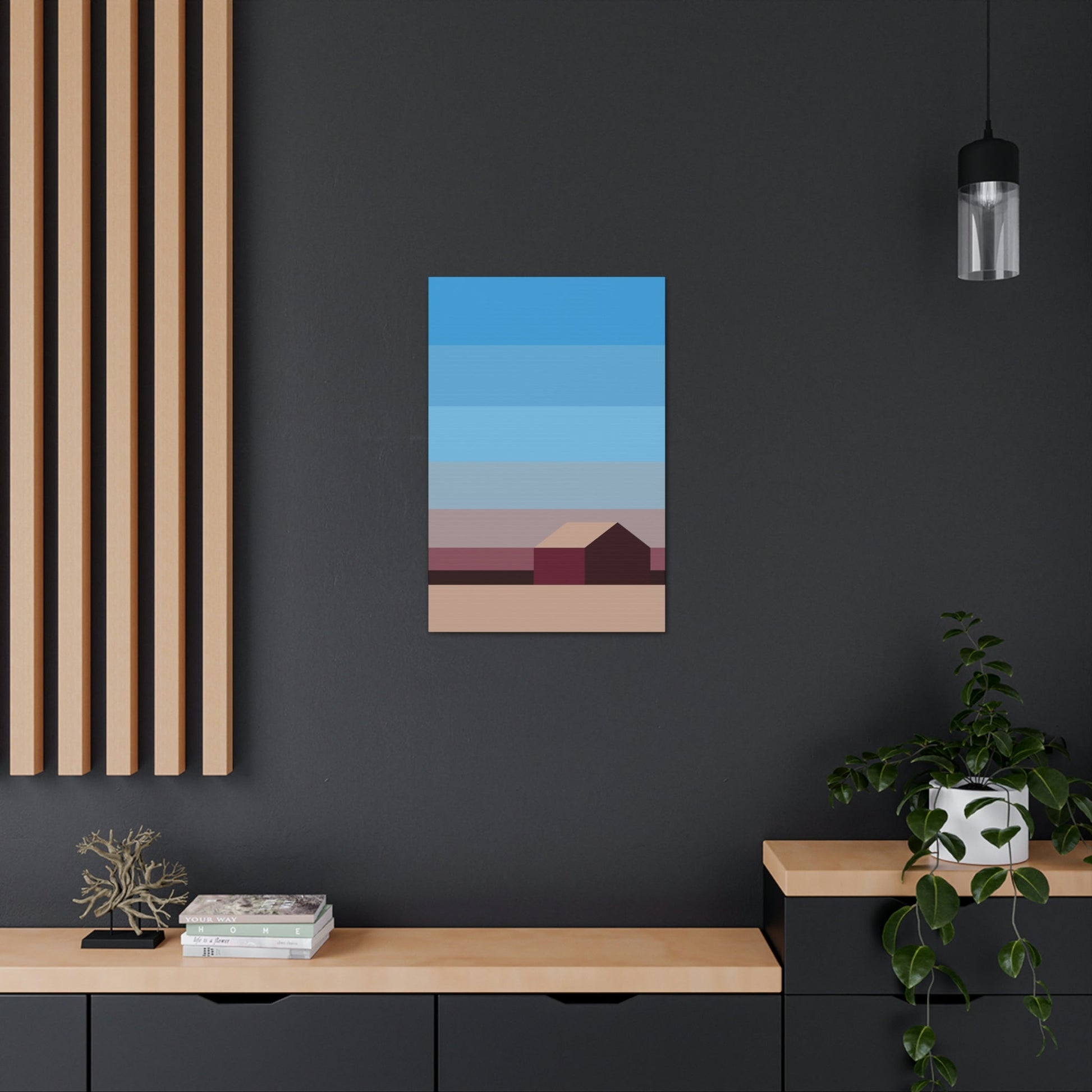 Sunset House Minimalist Abstract Art Landscape Minimal Design Aesthetic Classic Art Canvas Gallery Wraps Ichaku [Perfect Gifts Selection]