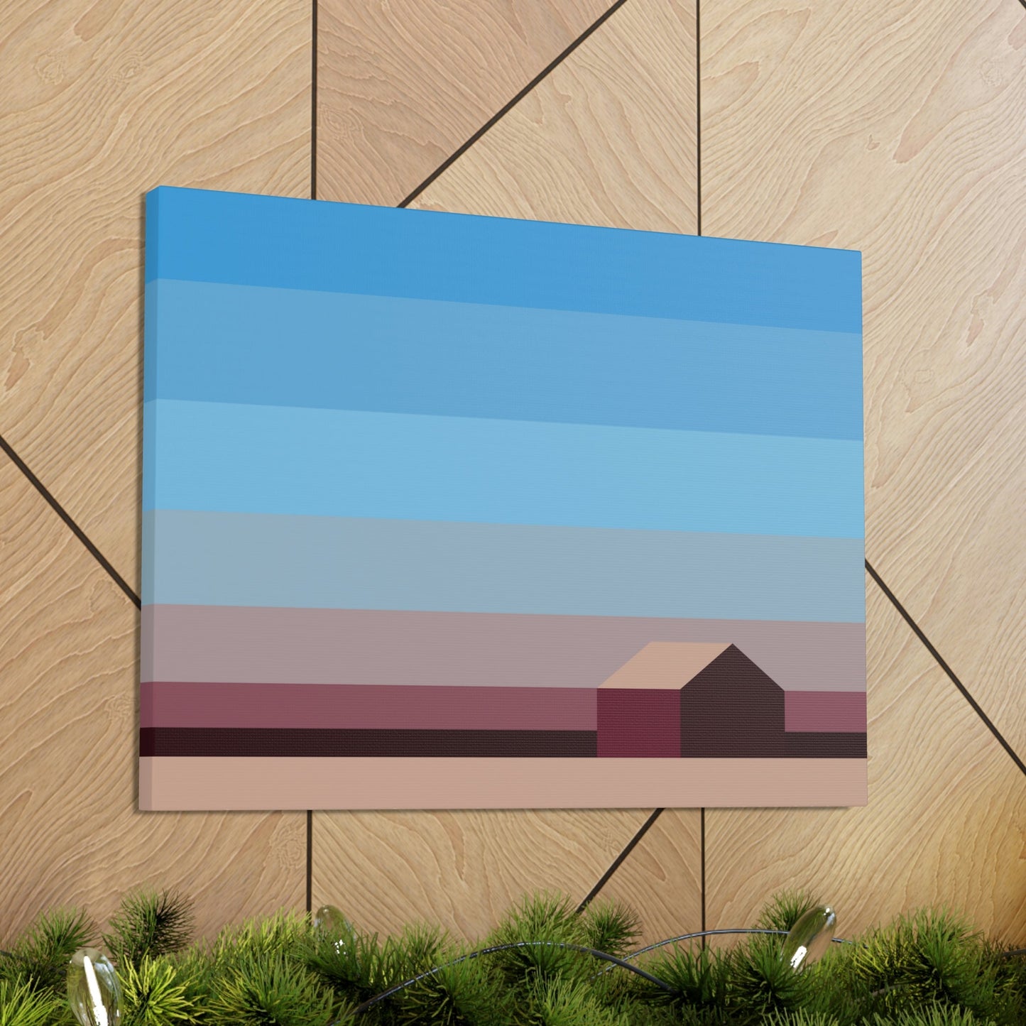 Sunset House Minimalist Abstract Art Landscape Minimal Design Aesthetic Classic Art Canvas Gallery Wraps Ichaku [Perfect Gifts Selection]