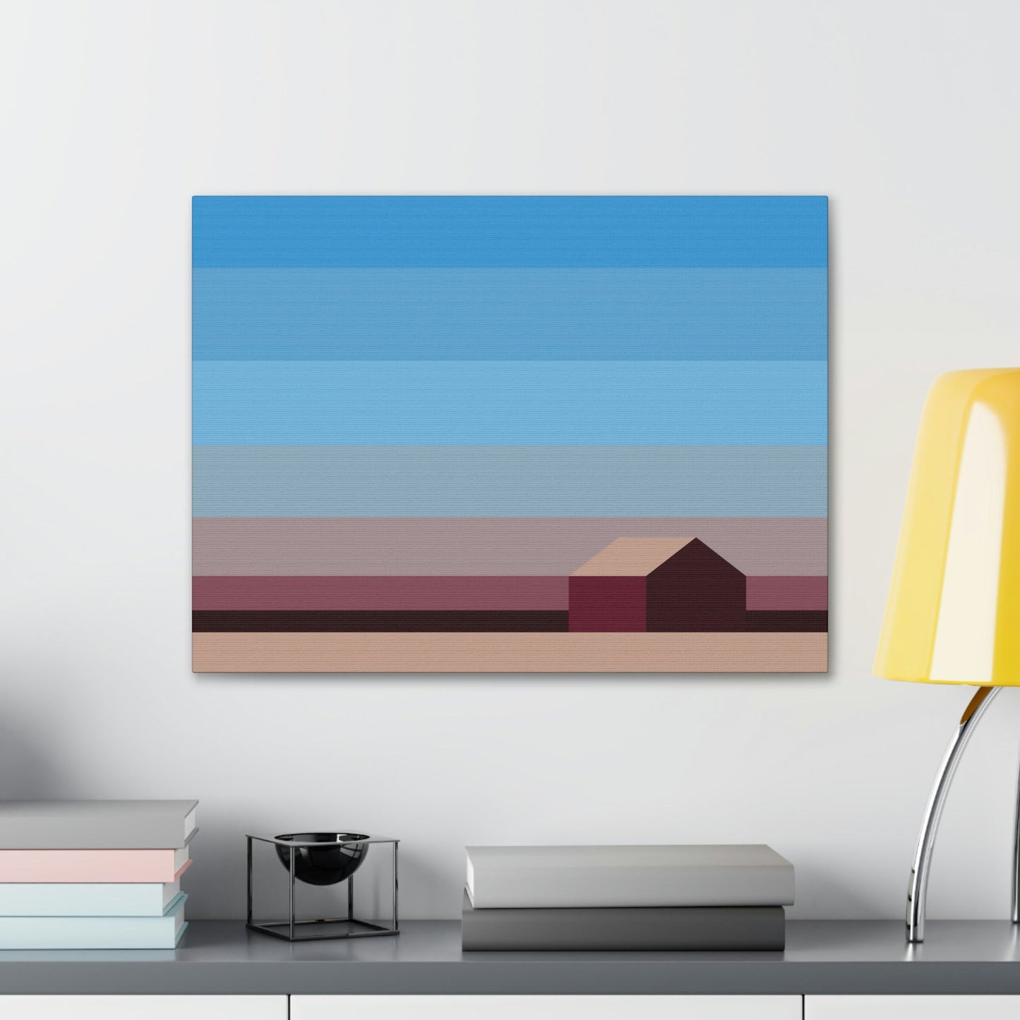 Sunset House Minimalist Abstract Art Landscape Minimal Design Aesthetic Classic Art Canvas Gallery Wraps Ichaku [Perfect Gifts Selection]