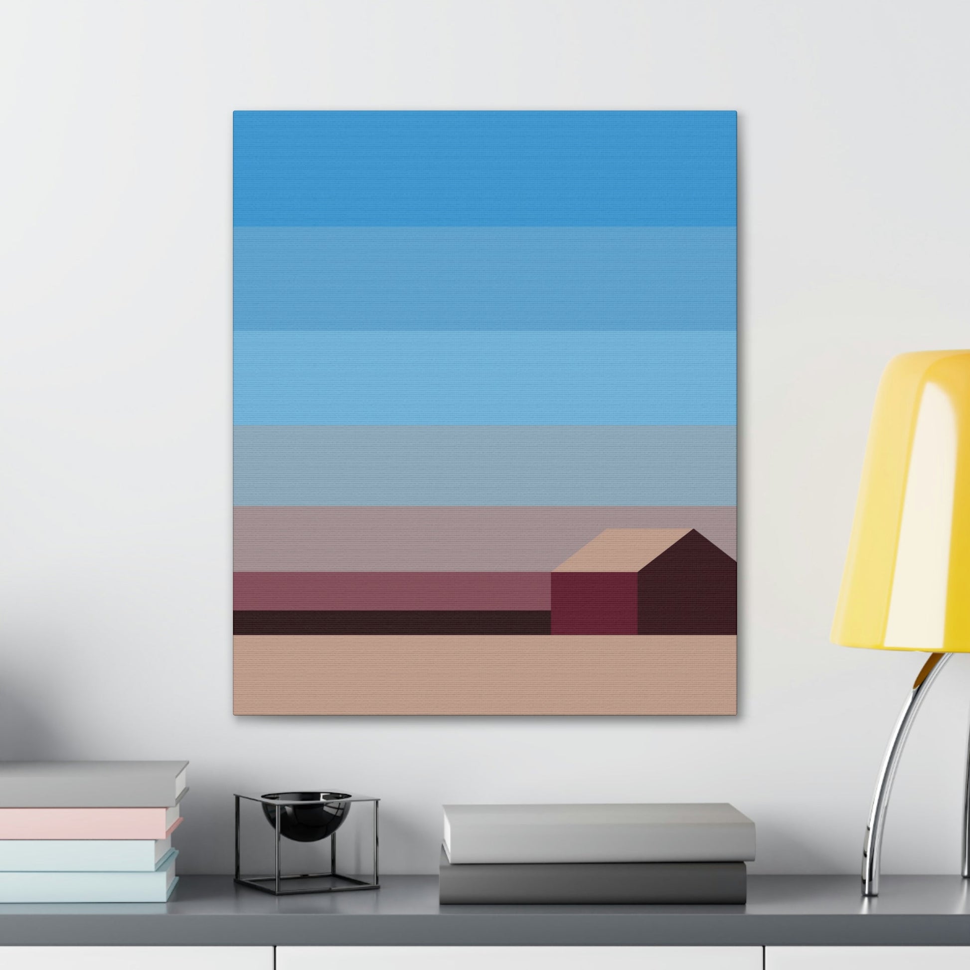 Sunset House Minimalist Abstract Art Landscape Minimal Design Aesthetic Classic Art Canvas Gallery Wraps Ichaku [Perfect Gifts Selection]