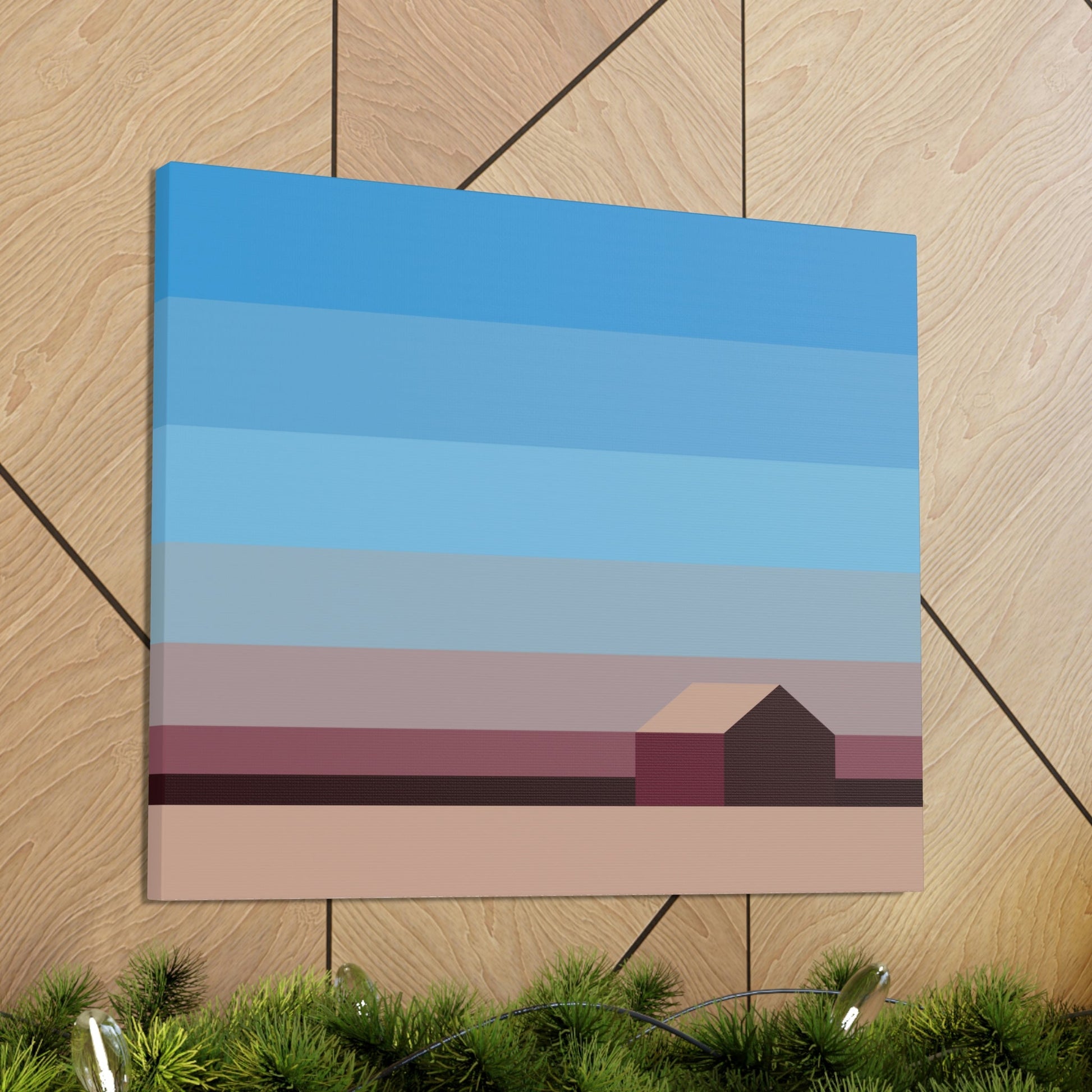 Sunset House Minimalist Abstract Art Landscape Minimal Design Aesthetic Classic Art Canvas Gallery Wraps Ichaku [Perfect Gifts Selection]