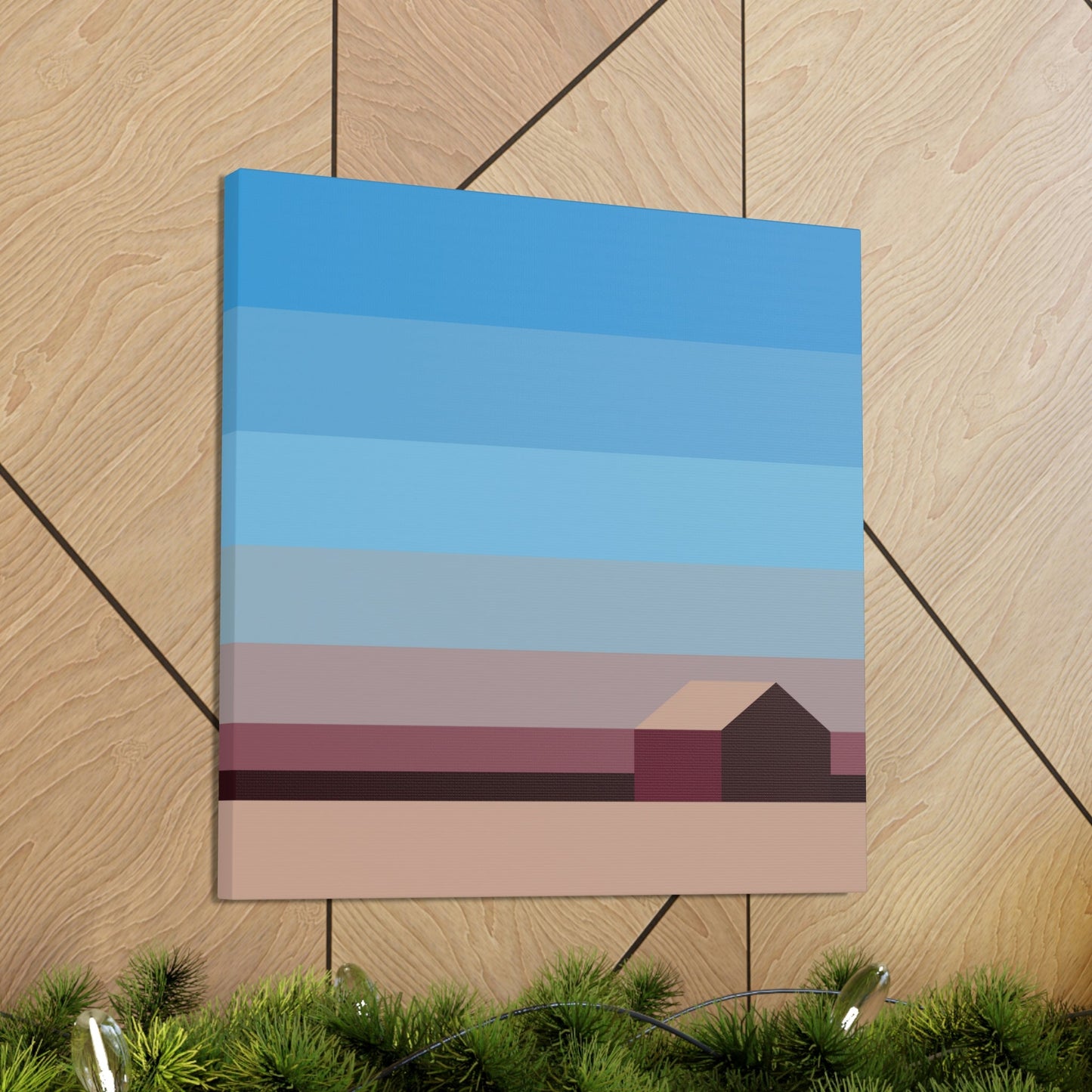 Sunset House Minimalist Abstract Art Landscape Minimal Design Aesthetic Classic Art Canvas Gallery Wraps Ichaku [Perfect Gifts Selection]