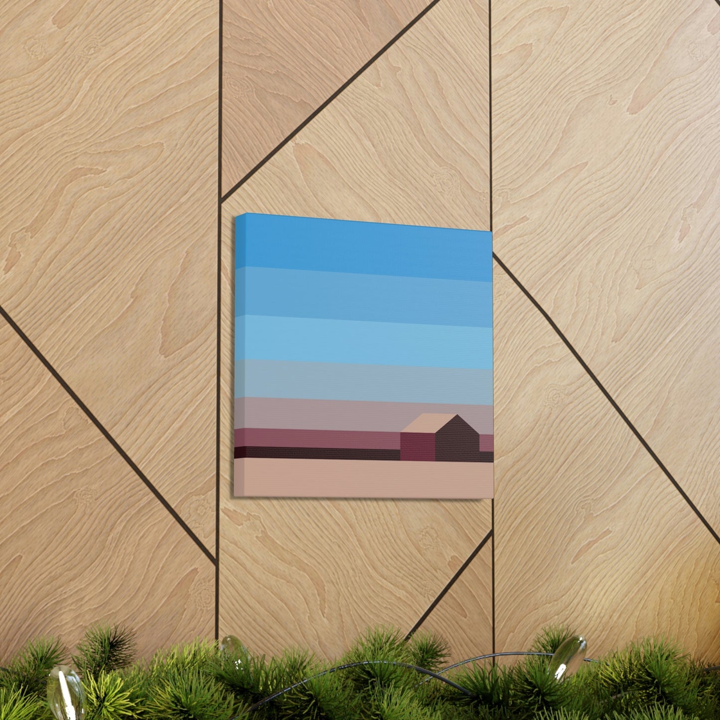 Sunset House Minimalist Abstract Art Landscape Minimal Design Aesthetic Classic Art Canvas Gallery Wraps Ichaku [Perfect Gifts Selection]