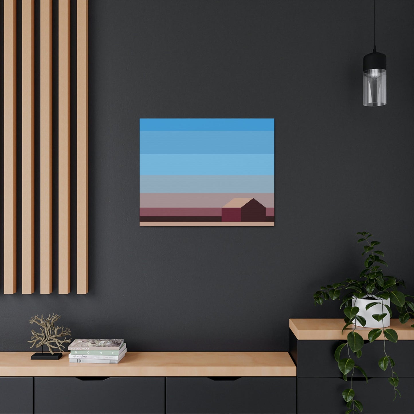 Sunset House Minimalist Abstract Art Landscape Minimal Design Aesthetic Classic Art Canvas Gallery Wraps Ichaku [Perfect Gifts Selection]