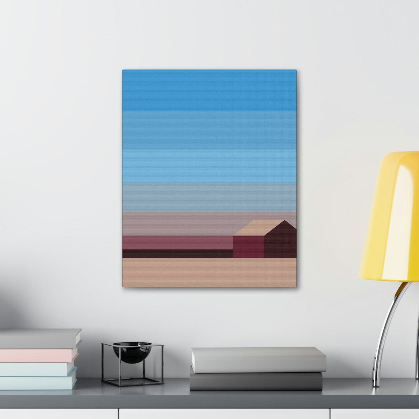 Sunset House Minimalist Abstract Art Landscape Minimal Design Aesthetic Classic Art Canvas Gallery Wraps Ichaku [Perfect Gifts Selection]