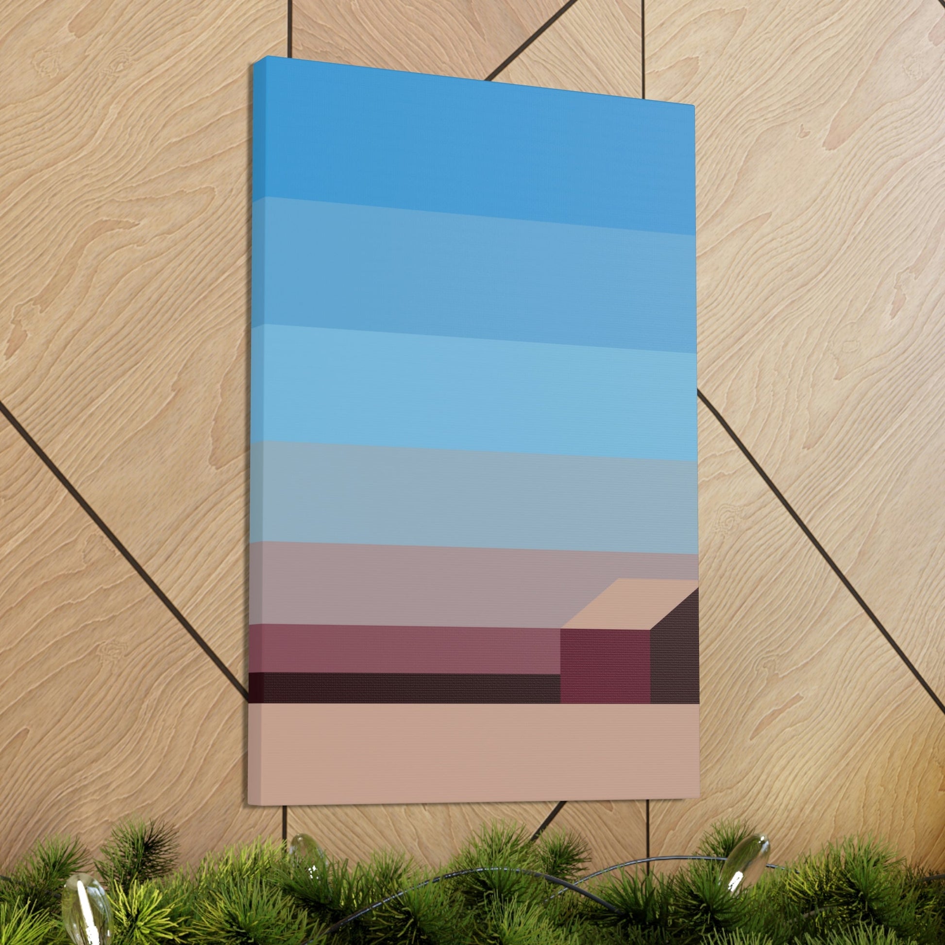 Sunset House Minimalist Abstract Art Landscape Minimal Design Aesthetic Classic Art Canvas Gallery Wraps Ichaku [Perfect Gifts Selection]